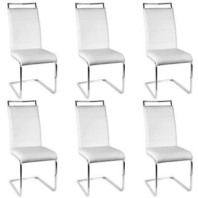 LANTUS Lot de 6 chaises de Salle à Manger ou Cuisine avec Assise rembourrée et piètement chromé,Chaise Cantilever Lot de 6 chaises, testé par SGS(4 cellules (Blanc), 6PC) - Publicité LANTUS Lot de 6 chaises de Salle à Manger ou Cuisine avec Assise rembourrée et piètement chromé,Chaise Cantilever Lot de 6 chaises, testé par SGS(4 cellules (Blanc), 6PC) - Publicité
