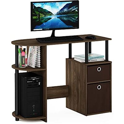 Furinno Jaya Bureau d'Étude Simpliste avec Tiroirs pour Bacs, Noyer Columbia/Noir/Brun Foncé - Publicité Furinno Jaya Bureau d'Étude Simpliste avec Tiroirs pour Bacs, Noyer Columbia/Noir/Brun Foncé - Publicité