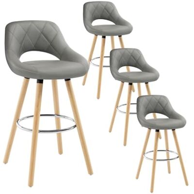 WOLTU 4X Tabourets de Bar avec Dossier - Cadre en Bois Massif - Publicité WOLTU 4X Tabourets de Bar avec Dossier - Cadre en Bois Massif - Publicité