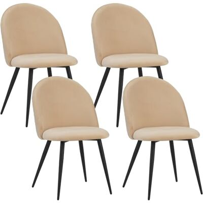 Albatros Capo Lot de 4 chaises de salle à manger avec housse en velours Beige Design vintage élégant Housse en velours Chaise rembourrée certifiée SGS Chaise de cuisine moderne - Publicité Albatros Capo Lot de 4 chaises de salle à manger avec housse en velours Beige Design vintage élégant Housse en velours Chaise rembourrée certifiée SGS Chaise de cuisine moderne - Publicité
