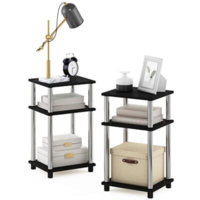 Furinno Juste Table d'appoint Turn-N-Tube à 3 étages, Engineered Wood, Americano/Acier Inoxydable, Paquet de 2, Américano/Chrome - Publicité Furinno Juste Table d'appoint Turn-N-Tube à 3 étages, Engineered Wood, Americano/Acier Inoxydable, Paquet de 2, Américano/Chrome - Publicité