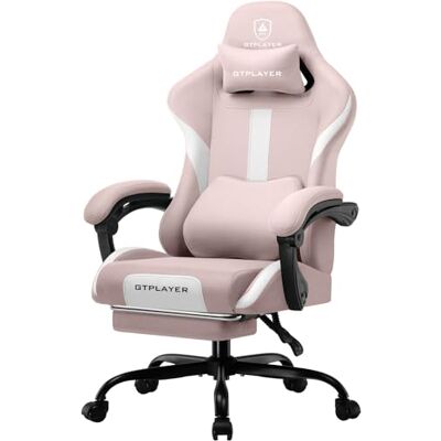 GTPLAYER Chaise de Gaming Ergonomique avec Appui-tête et Coussin Lombaire Cloud, rembourrée, avec Repose-Pieds, Fauteuil pivotant, capacité de 150 kg, Rose - Publicité GTPLAYER Chaise de Gaming Ergonomique avec Appui-tête et Coussin Lombaire Cloud, rembourrée, avec Repose-Pieds, Fauteuil pivotant, capacité de 150 kg, Rose - Publicité