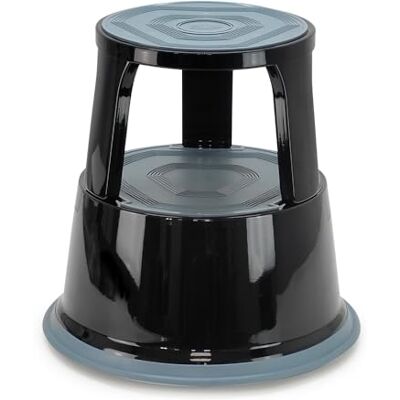 Waytex Marchepied Tabouret à roulettes en métal Robuste – 2 marches antidérapantes, roulettes à Blocage Automatique – Hauteur 43cm, Charge 150 kg, sécurité TÜV/GS, Noir/Gris - Publicité Waytex Marchepied Tabouret à roulettes en métal Robuste – 2 marches antidérapantes, roulettes à Blocage Automatique – Hauteur 43cm, Charge 150 kg, sécurité TÜV/GS, Noir/Gris - Publicité