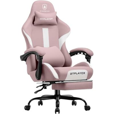 GTPLAYER Chaise Gamer, Chaise de Bureau Respirante, en Tissu, Chaise Ergonomique en PC, Chaise de Bureau réglable et pivotante avec Repose-Pieds, Supporte 150 kg, Rose - Publicité GTPLAYER Chaise Gamer, Chaise de Bureau Respirante, en Tissu, Chaise Ergonomique en PC, Chaise de Bureau réglable et pivotante avec Repose-Pieds, Supporte 150 kg, Rose - Publicité