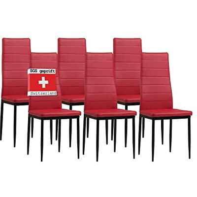 Albatros 2709 Milano Lot de 6 chaises, Rouge - Publicité Albatros 2709 Milano Lot de 6 chaises, Rouge - Publicité