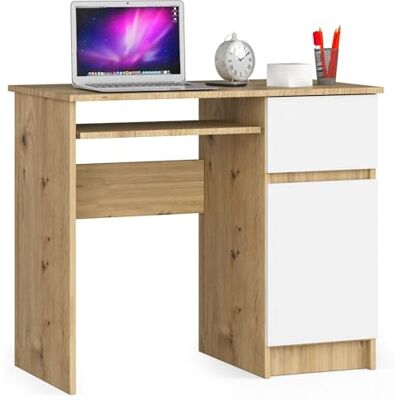 AKORD Piksel Petit Bureau avec tiroirs Bureau d'ordinateur Table de Bureau avec Plateau Clavier L 90 x H 77 x P 50 cm 30 kg Armoire Droite Couleur : chêne Artisan Blanc - Publicité AKORD Piksel Petit Bureau avec tiroirs Bureau d'ordinateur Table de Bureau avec Plateau Clavier L 90 x H 77 x P 50 cm 30 kg Armoire Droite Couleur : chêne Artisan Blanc - Publicité