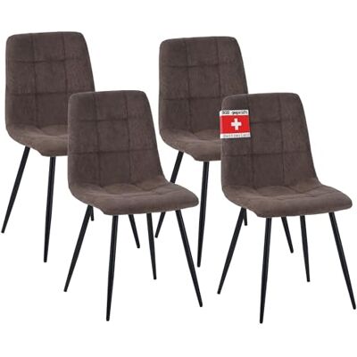 Albatros Bora Lot de 4 chaises de salle à manger rembourrées avec housse en velours marron, design vintage élégant, charge maximale : 110 kg, pour cuisine, salle à manger ou table à manger - Publicité Albatros Bora Lot de 4 chaises de salle à manger rembourrées avec housse en velours marron, design vintage élégant, charge maximale : 110 kg, pour cuisine, salle à manger ou table à manger - Publicité