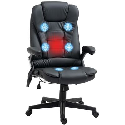 HOMCOM Fauteuil de Bureau massant et Chauffant électrique Fauteuil Bureau Ergonomique revêtement synthétique Noir - Publicité HOMCOM Fauteuil de Bureau massant et Chauffant électrique Fauteuil Bureau Ergonomique revêtement synthétique Noir - Publicité