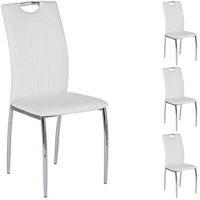 IDIMEX Lot de 4 chaises de Salle à Manger Apollo piètement chromé revêtement synthétique Blanc - Publicité IDIMEX Lot de 4 chaises de Salle à Manger Apollo piètement chromé revêtement synthétique Blanc - Publicité