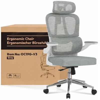 FLEXISPOT OC3 Lite Chaise Bureau, Chaise Ergonomique en Maille Pivotante Réglable en Hauteur ave Accoudoirs 2D et Soutien Lombaire Indépendant en C, Maille Respirante, Gris+ Blanc Cadre - Publicité FLEXISPOT OC3 Lite Chaise Bureau, Chaise Ergonomique en Maille Pivotante Réglable en Hauteur ave Accoudoirs 2D et Soutien Lombaire Indépendant en C, Maille Respirante, Gris+ Blanc Cadre - Publicité