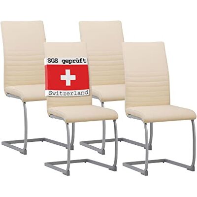 Albatros Chaise Cantilever Murano Lot de 4 chaises, Beige, testé par SGS - Publicité Albatros Chaise Cantilever Murano Lot de 4 chaises, Beige, testé par SGS - Publicité