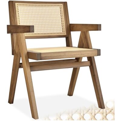 tectake ® Chaise de Salle à Manger Design en Chêne Bois Massif & Cannage Chaise de Table à Manger avec Accoudoirs Confortable pour Coiffeuse, Chambre, Cuisine, Bureau, Cabinet, Dressing - Publicité tectake ® Chaise de Salle à Manger Design en Chêne Bois Massif & Cannage Chaise de Table à Manger avec Accoudoirs Confortable pour Coiffeuse, Chambre, Cuisine, Bureau, Cabinet, Dressing - Publicité
