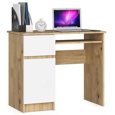 AKORD Piksel Petit Bureau avec tiroirs Table de Bureau avec étagère pour Clavier L90 x H77 x P50 cm 30 kg Armoire Gauche Couleur : chêne Artisan Blanc - Publicité AKORD Piksel Petit Bureau avec tiroirs Table de Bureau avec étagère pour Clavier L90 x H77 x P50 cm 30 kg Armoire Gauche Couleur : chêne Artisan Blanc - Publicité