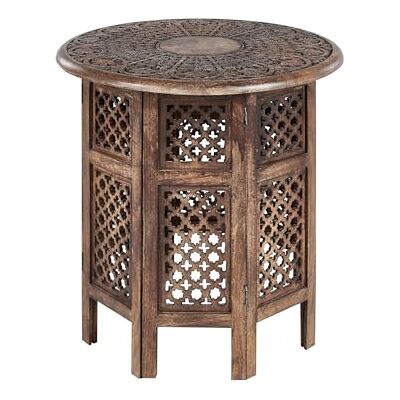 Beliani Table d'Appoint Sombre en Bois de Manguier Bout de Canapé Ajouré Oriental Kumali - Publicité Beliani Table d'Appoint Sombre en Bois de Manguier Bout de Canapé Ajouré Oriental Kumali - Publicité