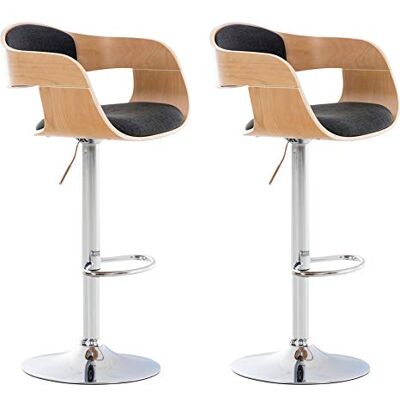 Ensemble de 2 tabourets de bar Kingston - Tissu & Métal Chromé - Nature / Gris Foncé - Publicité Ensemble de 2 tabourets de bar Kingston - Tissu & Métal Chromé - Nature / Gris Foncé - Publicité