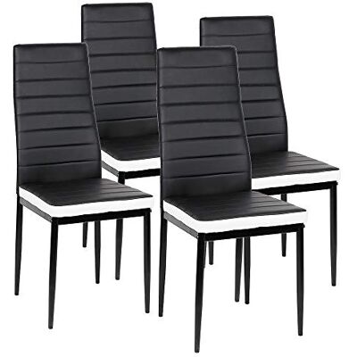 LANTUS Lauter Lot de 4 chaises de salle à manger avec assise et dossier rembourrés en similicuir Noir + blanc - Publicité LANTUS Lauter Lot de 4 chaises de salle à manger avec assise et dossier rembourrés en similicuir Noir + blanc - Publicité