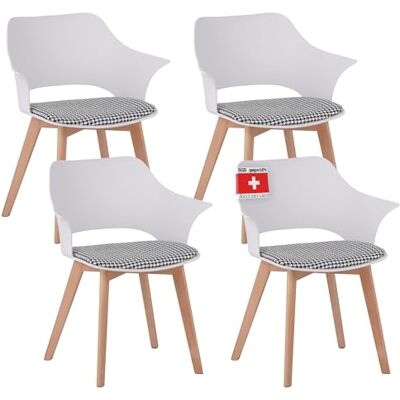 Albatros Aalborg, ensemble de 4 chaises de salle à manger, pieds en bois de hêtre massif, design scandinave, chaise de cuisine confortable, chaise de salle à manger pour table à manger - Publicité Albatros Aalborg, ensemble de 4 chaises de salle à manger, pieds en bois de hêtre massif, design scandinave, chaise de cuisine confortable, chaise de salle à manger pour table à manger - Publicité