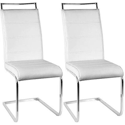 LANTUS Lot de 2 chaises de Salle à Manger ou Cuisine avec Assise rembourrée et piètement chromé,Chaise Cantilever Lot de 2 chaises, testé par SGS(4 cellules (Blanc), 2PC) - Publicité LANTUS Lot de 2 chaises de Salle à Manger ou Cuisine avec Assise rembourrée et piètement chromé,Chaise Cantilever Lot de 2 chaises, testé par SGS(4 cellules (Blanc), 2PC) - Publicité