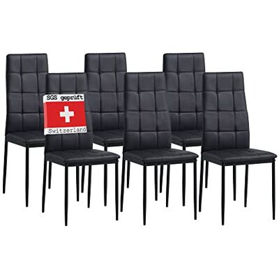 Albatros Rimini Lot de 6 chaises, Noir, testées SGS - Publicité Albatros Rimini Lot de 6 chaises, Noir, testées SGS - Publicité