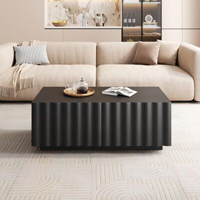 BTM Table Basse Moderne Minimaliste à Motif ondulé, 2 tiroirs spacieux avec Rangement pour Salon - Publicité BTM Table Basse Moderne Minimaliste à Motif ondulé, 2 tiroirs spacieux avec Rangement pour Salon - Publicité
