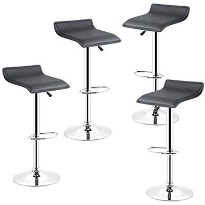 LANTUS Tabouret de Bar, Design en Cuir Simili et métal chromé,Chaises de Bar,Tabourets Hauts, Sièges rembourrés,tabourets réglable pour Cuisine, Salle à Manger 38 x 38 x (63-83) cm (Noir, 4) - Publicité LANTUS Tabouret de Bar, Design en Cuir Simili et métal chromé,Chaises de Bar,Tabourets Hauts, Sièges rembourrés,tabourets réglable pour Cuisine, Salle à Manger 38 x 38 x (63-83) cm (Noir, 4) - Publicité