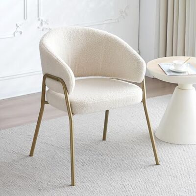 Merax Chaise de Salle à Manger, Moderne, en Velours pulvérisé, Finition dorée, avec Pieds dorés, Blanche - Publicité Merax Chaise de Salle à Manger, Moderne, en Velours pulvérisé, Finition dorée, avec Pieds dorés, Blanche - Publicité