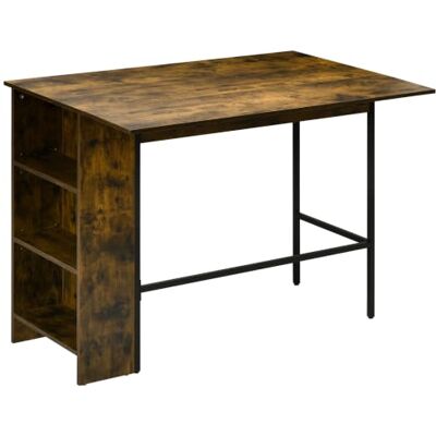 HOMCOM Table de Bar avec Rangement 120 x 76 x91,4 cm Brun Rustique Table Bistrot, Ilot Central Cuisine, Plateau Latéral Rabattable, 3 Étagères - Publicité HOMCOM Table de Bar avec Rangement 120 x 76 x91,4 cm Brun Rustique Table Bistrot, Ilot Central Cuisine, Plateau Latéral Rabattable, 3 Étagères - Publicité
