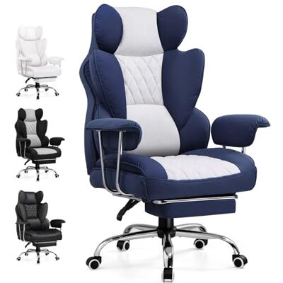 GTPLAYER Chaise Gaming, Chaise Gamer, siège Large accoudoirs, Repose-Pieds, Hauteur réglable, Supporte 150 kg, Bleu-Blanc - Publicité GTPLAYER Chaise Gaming, Chaise Gamer, siège Large accoudoirs, Repose-Pieds, Hauteur réglable, Supporte 150 kg, Bleu-Blanc - Publicité