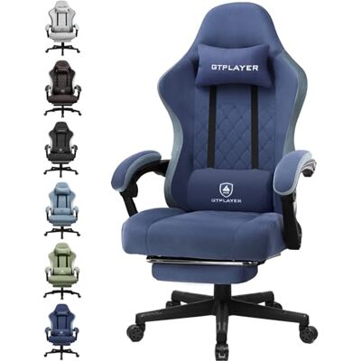 GTPLAYER Chaise Gaming Bureau Ergonomique Fauteuil Gaming Leathaire, accoudoir inclinable, avec Repose-Pieds, Supporte 150 kg, Bleu foncé - Publicité GTPLAYER Chaise Gaming Bureau Ergonomique Fauteuil Gaming Leathaire, accoudoir inclinable, avec Repose-Pieds, Supporte 150 kg, Bleu foncé - Publicité