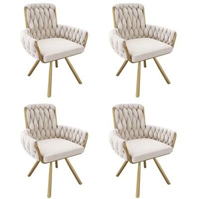 Merax Lot de 4 chaises de salle à manger pivotantes modernes avec dossier haut en velours, accoudoirs pivotants, pieds en métal, pour salle à manger, salon, chambre à coucher, beige - Publicité Merax Lot de 4 chaises de salle à manger pivotantes modernes avec dossier haut en velours, accoudoirs pivotants, pieds en métal, pour salle à manger, salon, chambre à coucher, beige - Publicité
