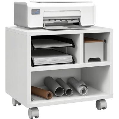 HOMCOM Support d'Imprimante 3 Compartiments 40L x 30l x 36H cm Bois Blanc - Publicité HOMCOM Support d'Imprimante 3 Compartiments 40L x 30l x 36H cm Bois Blanc - Publicité