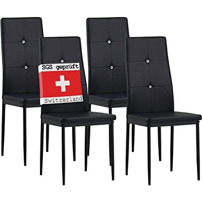 Albatros 3094 Diamond Lot de 4 chaises, Noir, SGS Tested - Publicité Albatros 3094 Diamond Lot de 4 chaises, Noir, SGS Tested - Publicité