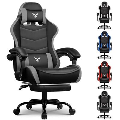 GTPLAYER Chaise Gaming Ergonomique,Chaise Bureau avec Repose-Pieds,Appui-tête et Soutien Lombaire Réglables,Fauteuil de Bureau,Hauteur Réglable,Gris - Publicité GTPLAYER Chaise Gaming Ergonomique,Chaise Bureau avec Repose-Pieds,Appui-tête et Soutien Lombaire Réglables,Fauteuil de Bureau,Hauteur Réglable,Gris - Publicité