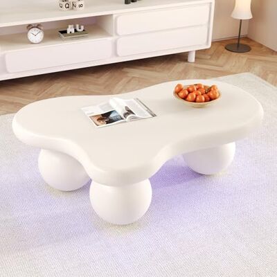 Merax Table basse en forme de nuage, avec éclairage LED, 16 couleurs, table de salon avec pieds ronds, table basse moderne, pour chambre d'enfant, facile à monter, blanche - Publicité Merax Table basse en forme de nuage, avec éclairage LED, 16 couleurs, table de salon avec pieds ronds, table basse moderne, pour chambre d'enfant, facile à monter, blanche - Publicité