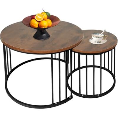LANTUS Lot de 2 Table Basse Aspect marbre/d'appoint pour Salon Diamètre 60 + 40 cm Grande Table Ronde Aspect marbre Blanc et Structure en Acier doré -(60x60 x45cm +40x40x38cm) Bois brûlé et Noir - Publicité LANTUS Lot de 2 Table Basse Aspect marbre/d'appoint pour Salon Diamètre 60 + 40 cm Grande Table Ronde Aspect marbre Blanc et Structure en Acier doré -(60x60 x45cm +40x40x38cm) Bois brûlé et Noir - Publicité