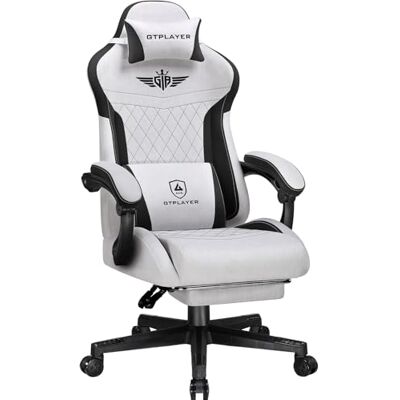 GTPLAYER Chaise Gaming, Chaise de Jeu Ergonomique en Tissu avec Soutien Lombaire, Chaise PC avec Dossier allongé, capacité de Charge jusqu'à 150 kg, Gris - Publicité GTPLAYER Chaise Gaming, Chaise de Jeu Ergonomique en Tissu avec Soutien Lombaire, Chaise PC avec Dossier allongé, capacité de Charge jusqu'à 150 kg, Gris - Publicité