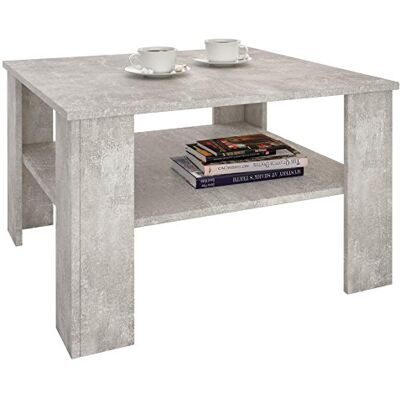 IDIMEX Table Basse SEJOUR, Table de Salon de Forme carrée avec 1 étagère Espace de Rangement Ouvert, en mélaminé décor béton - Publicité IDIMEX Table Basse SEJOUR, Table de Salon de Forme carrée avec 1 étagère Espace de Rangement Ouvert, en mélaminé décor béton - Publicité