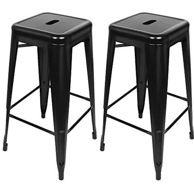 LANTUS Tabouret de Bar Industriel Lot de 2 Tabourets Haut Industriels 76cm Metal et Bois, Chaise de Bar Empilable pour Exterieur Interieur, Max. 150kg - Publicité LANTUS Tabouret de Bar Industriel Lot de 2 Tabourets Haut Industriels 76cm Metal et Bois, Chaise de Bar Empilable pour Exterieur Interieur, Max. 150kg - Publicité