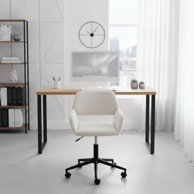 FurnitureR Chaise de Travail Confortable en Tissu Beige, Base à roulettes, Pivotant 360°, Hauteur Réglable, avec Accoudoirs Bas, Idéale pour Bureau à Domicile, Salon, Chambre, Style Moderne Epuré - Publicité FurnitureR Chaise de Travail Confortable en Tissu Beige, Base à roulettes, Pivotant 360°, Hauteur Réglable, avec Accoudoirs Bas, Idéale pour Bureau à Domicile, Salon, Chambre, Style Moderne Epuré - Publicité