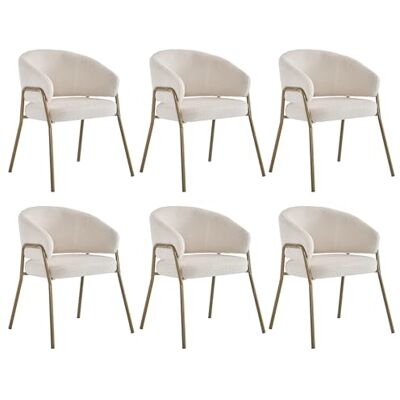 Merax Lot de 6 chaises de Salle à Manger Modernes en Velours Blanc et Finition dorée avec Pieds dorés - Publicité Merax Lot de 6 chaises de Salle à Manger Modernes en Velours Blanc et Finition dorée avec Pieds dorés - Publicité