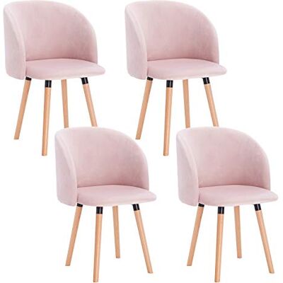 WOLTU Chaise de Salle à Manger Lot de 4,Velours,Rose - Publicité WOLTU Chaise de Salle à Manger Lot de 4,Velours,Rose - Publicité