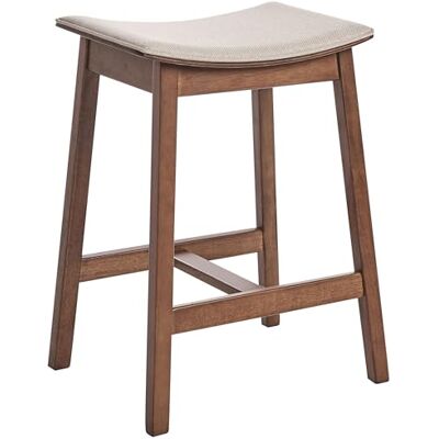 Beliani Lot de 2 Tabourets de Bar Assise Tapissée Bois Foncé et Beige Dixon - Publicité Beliani Lot de 2 Tabourets de Bar Assise Tapissée Bois Foncé et Beige Dixon - Publicité