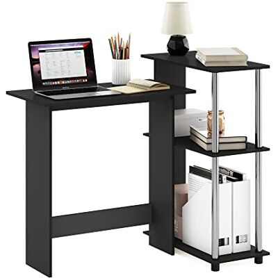 Bureau d'angle Furinno Abbott - Gain de place, avec bibliothèque - Publicité Bureau d'angle Furinno Abbott - Gain de place, avec bibliothèque - Publicité