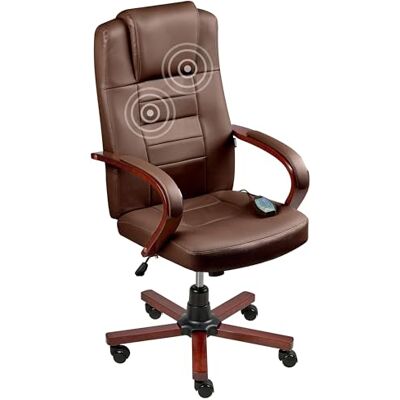 Beliani Fauteuil de Massage Bureau en Cuir Pivotant Chauffant Réglable avec Base Chromée Marron Foncé Diamond - Publicité Beliani Fauteuil de Massage Bureau en Cuir Pivotant Chauffant Réglable avec Base Chromée Marron Foncé Diamond - Publicité