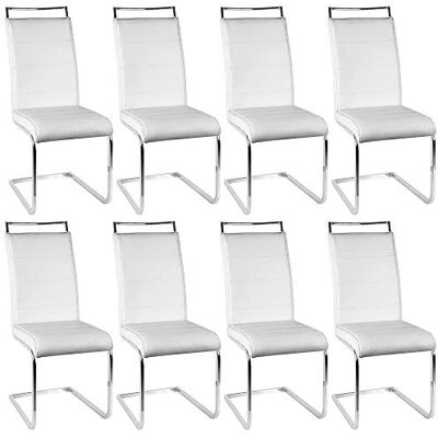 LANTUS Lot de 8 chaises de Salle à Manger ou Cuisine avec Assise rembourrée et piètement chromé,Chaise Cantilever Lot de 8 chaises, testé par SGS(4 cellules (Blanc), 8PC) - Publicité LANTUS Lot de 8 chaises de Salle à Manger ou Cuisine avec Assise rembourrée et piètement chromé,Chaise Cantilever Lot de 8 chaises, testé par SGS(4 cellules (Blanc), 8PC) - Publicité
