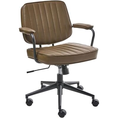 Beliani Chaise de Bureau Rétro en Simili Cuir avec Dossier Pivotant et Réglable Marron Berne - Publicité Beliani Chaise de Bureau Rétro en Simili Cuir avec Dossier Pivotant et Réglable Marron Berne - Publicité
