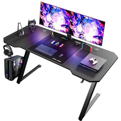 GTPLAYER Bureau Gaming 120 x 60 cm, Bureau Gamer avec Tapis de Souris, Table Gaming PC en Fibre de Carbone avec Crochet pour Casque - Publicité GTPLAYER Bureau Gaming 120 x 60 cm, Bureau Gamer avec Tapis de Souris, Table Gaming PC en Fibre de Carbone avec Crochet pour Casque - Publicité
