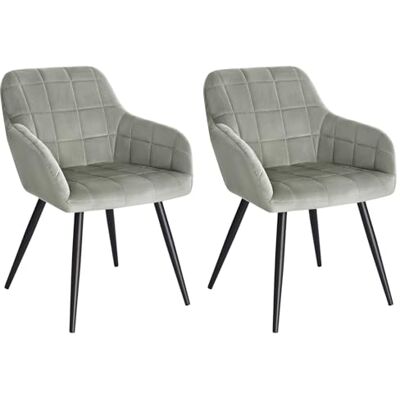 WOLTU Lot de 2 Chaise de Salle à Manger,Velours,Gris Chaise avec Accoudoir Haut Rembourré, Pieds en Métal, pour Salle à Manger, Salon et Chambre - Publicité WOLTU Lot de 2 Chaise de Salle à Manger,Velours,Gris Chaise avec Accoudoir Haut Rembourré, Pieds en Métal, pour Salle à Manger, Salon et Chambre - Publicité