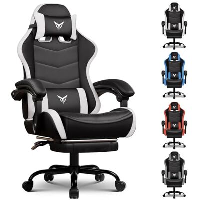 GTPLAYER Chaise Gaming Ergonomique,Chaise Bureau avec Repose-Pieds,Appui-tête et Soutien Lombaire Réglables,Fauteuil de Bureau,Hauteur Réglable,Blanc - Publicité GTPLAYER Chaise Gaming Ergonomique,Chaise Bureau avec Repose-Pieds,Appui-tête et Soutien Lombaire Réglables,Fauteuil de Bureau,Hauteur Réglable,Blanc - Publicité