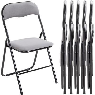 HAKU Chaise Pliante rembourrée Lot de 6 chaises Pliantes Confortables, Gris, Noir, métal, Assise et Dossier rembourrés en Velours Dimensions : L 45 x H 81 x P 45 cm, Style : Moderne - Publicité HAKU Chaise Pliante rembourrée Lot de 6 chaises Pliantes Confortables, Gris, Noir, métal, Assise et Dossier rembourrés en Velours Dimensions : L 45 x H 81 x P 45 cm, Style : Moderne - Publicité